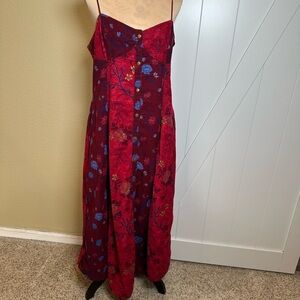 Free People Red and Blue Floral Maxi Dress